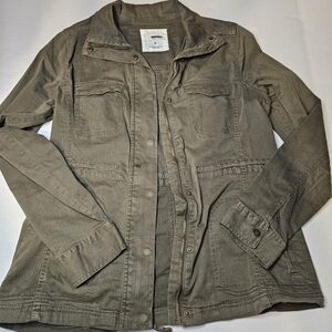 Utility Jacket Army Green SMALL  Zip Up Snap Button